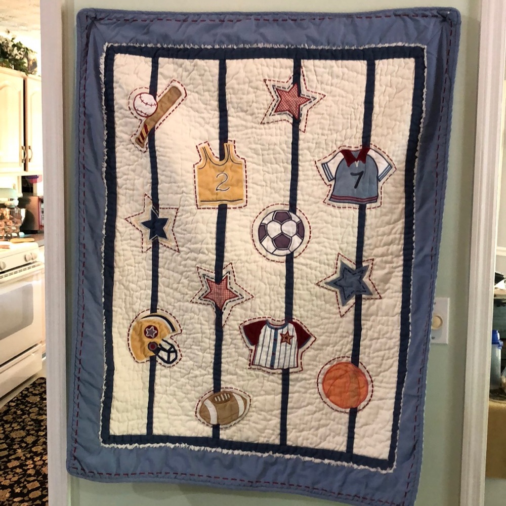 COPY - Beautiful baby boy quilt ,hand quilted.